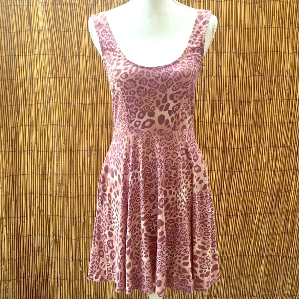 Nollie purple cheetah fit& flare dress